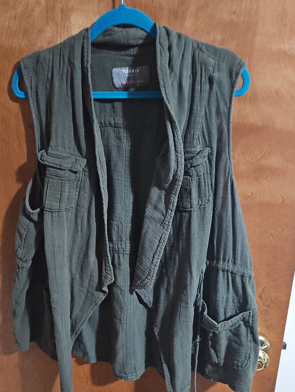 torrid Olive Green Sleeveless Open-Front Utility Tunic